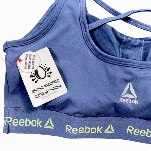 Reebok size large blue indigo medium impact sports bra with removable cups NWT - Picture 8 of 10